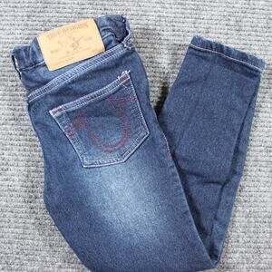 True Religion Toddler Skinny Jeans Size 5T Blue with Red Stitching